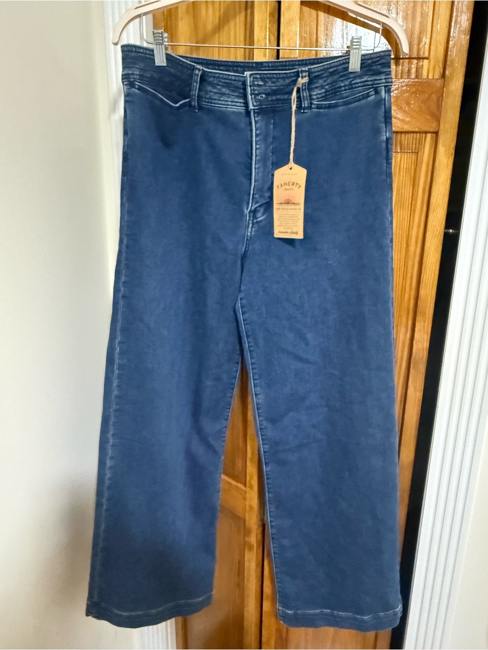 Faherty Women's Wide-Leg Jeans in Indigo Blue